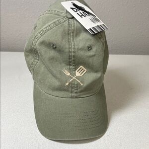 Olive Green Baseball Cap with Fork & Spatula Embroidery
